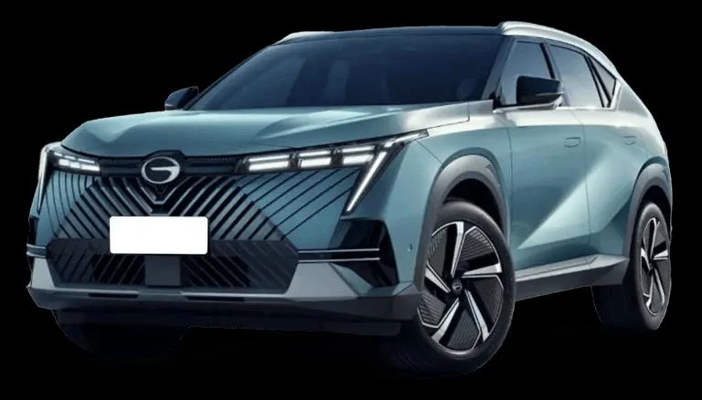 SUV Haval H6 HEV ONE azul claro visto de frente e de lado.